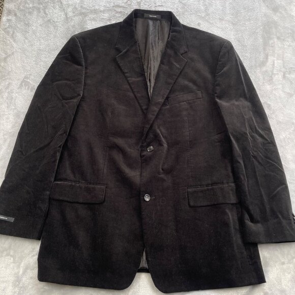 Apt 9 Sport Coat XXL Black Velvet 2 Button Cotton Blend Paisley Lined Modern Fit
